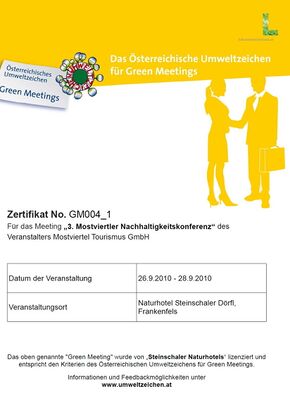 Umweltzeichen 62 - green Meetings für N-Konfernez 2010