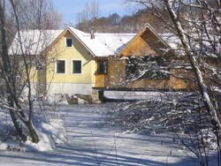 Teichbrücke im Winter