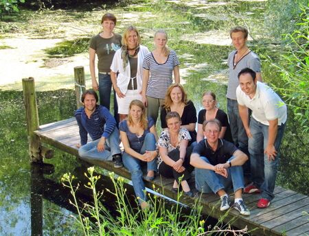 Teamfoto auf dem Steg - Steinschaler Teich