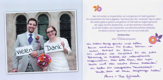 Dank der Hochzeit Rybacek