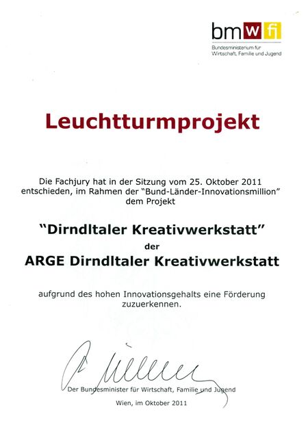 Urkunde Leuchtturmprojekt 2011