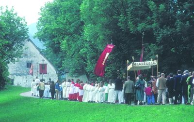 Fronleichnamsprozession beim Kirchenbauer in Kirchberg