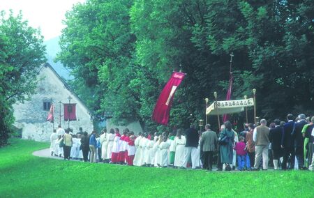 Fronleichnamsprozession beim Kirchenbauer in Kirchberg